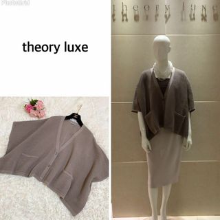 セオリーリュクス(Theory luxe)の美品☆セオリーリュクス ポンチョ型カーディガン グレージュ(カーディガン)