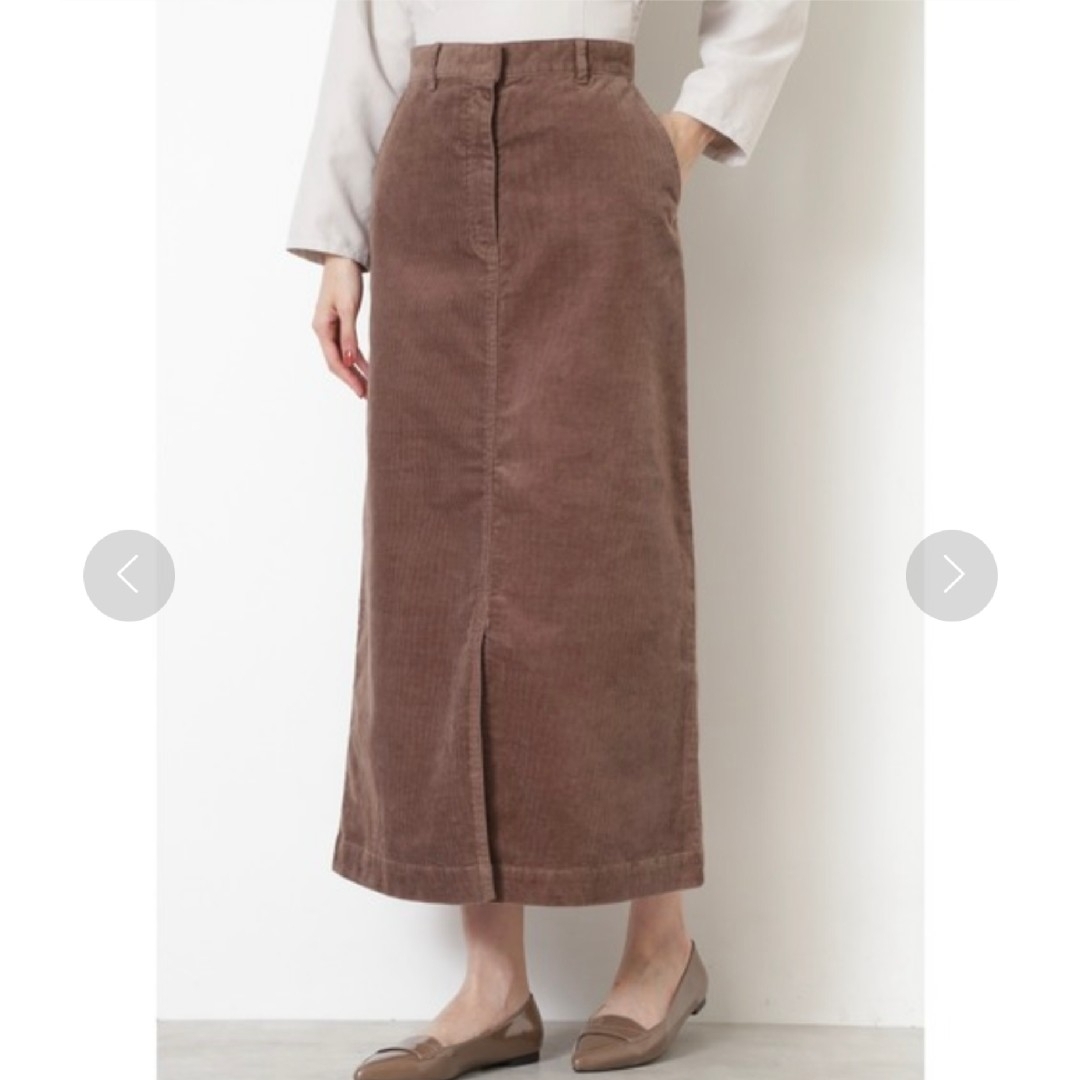 NATURAL BEAUTY BASIC(ナチュラルビューティーベーシック)のNATURAL BEAUTY BASIC コーデュロイ タイトスカート ブラウン レディースのスカート(ロングスカート)の商品写真