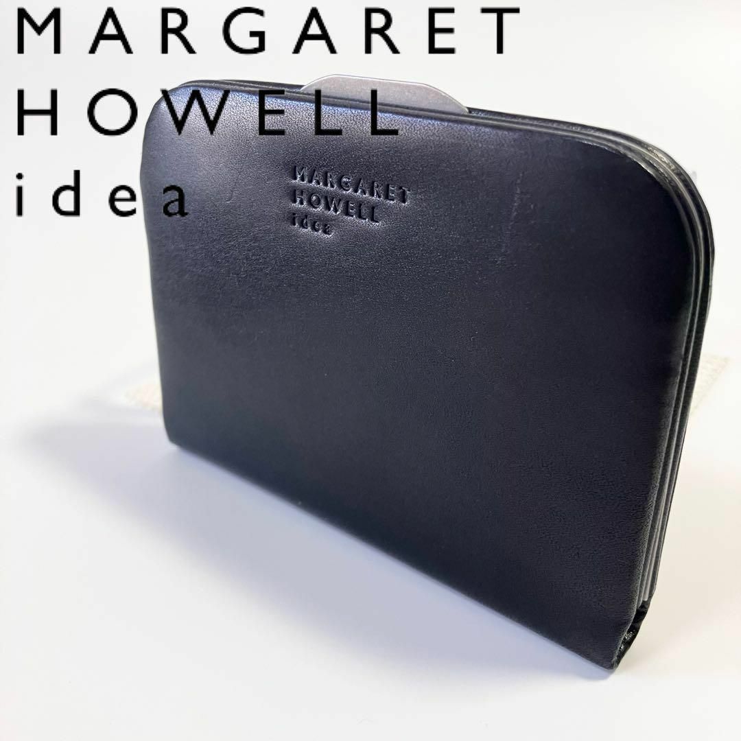 MARGARET HOWELL(マーガレットハウエル)の新品 マーガレットハウエル ライジア がま口式 口金式 薄型折り財布 ブラック黒 レディースのファッション小物(財布)の商品写真