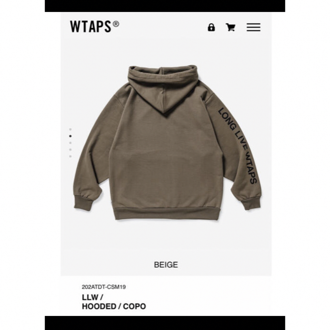 WTAPS 20AW LLWパーカー　BEIGE サイズM ダブルタップス