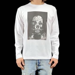 新品 黒猫 クロネコ CATS ドクロ ゴシック トリックアート ロンT (Tシャツ/カットソー(七分/長袖))