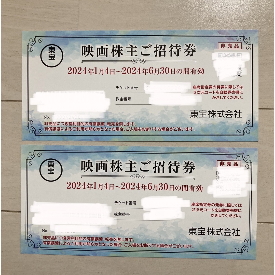 東宝株式会社　映画株主ご招待券2枚 チケットの映画(その他)の商品写真