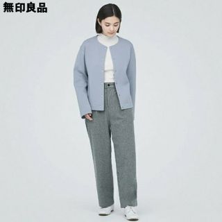 ムジルシリョウヒン(MUJI (無印良品))の【新品】  無印良品 ストレッチ起毛タックパンツ ／グレー／Ｍ(カジュアルパンツ)