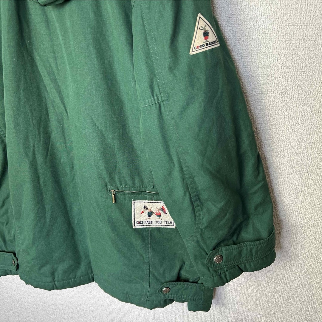 アウター　ジャケット　コート　うさぎ　ロゴ　刺繍　グリーン　フード取外し可　古着 メンズのジャケット/アウター(その他)の商品写真