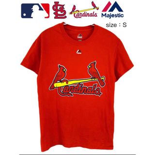 マジェスティック(Majestic)のMLB　セントルイス・カージナルス　Tシャツ　S　赤　USA古着(Tシャツ/カットソー(半袖/袖なし))