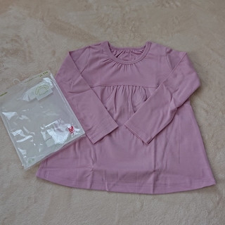 ユニクロ(UNIQLO)のユニクロ コットンクルーネックT 110 ピンク(Tシャツ/カットソー)