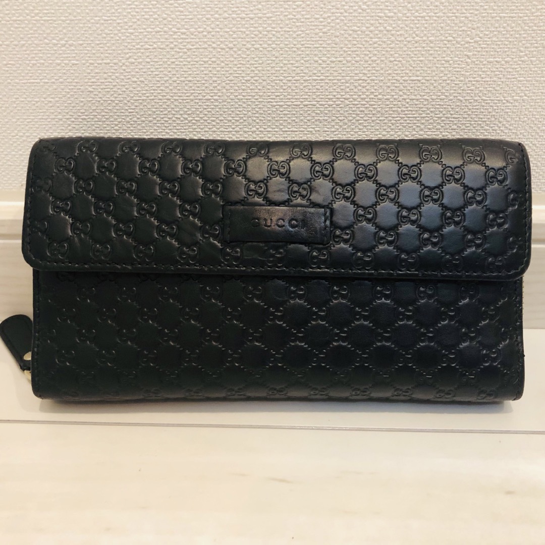 【美品】グッチ　長財布　GUCCI マイクロシマ　GG 黒　財布　オーガナイザーのサムネイル