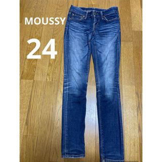 マウジー(moussy)のMOUSSY マウジー　デニム　スキニー　ストレート　24 ブルー　ハンドメイド(デニム/ジーンズ)