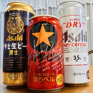 アサヒ(アサヒ)のアサヒクリスタル・アサヒ黒生・サッポロ黒ラベル　飲み比べ　3点セット(ビール)