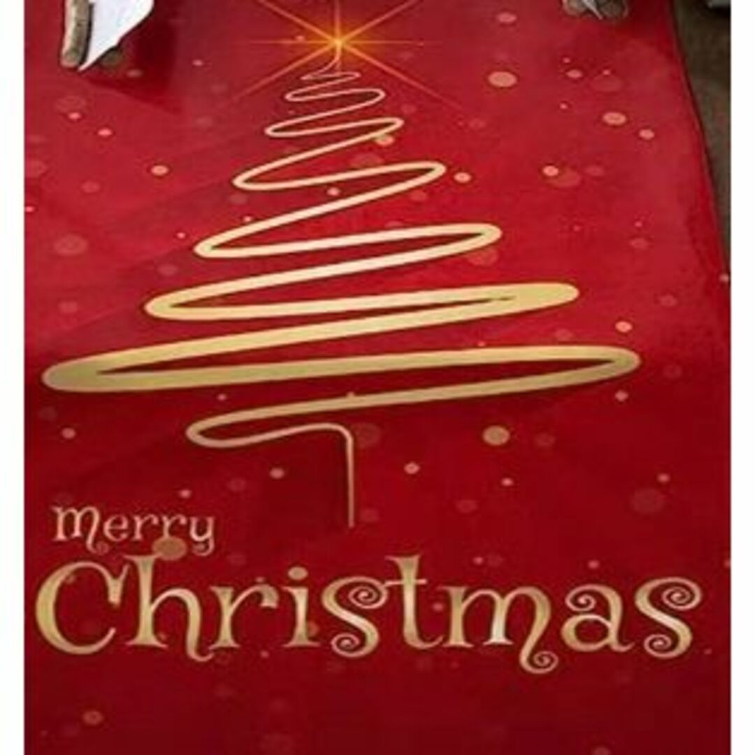 北欧 クリスマステーブルランナー テーブルクロス クリスマスレッド 赤金色ロゴ インテリア/住まい/日用品のキッチン/食器(テーブル用品)の商品写真