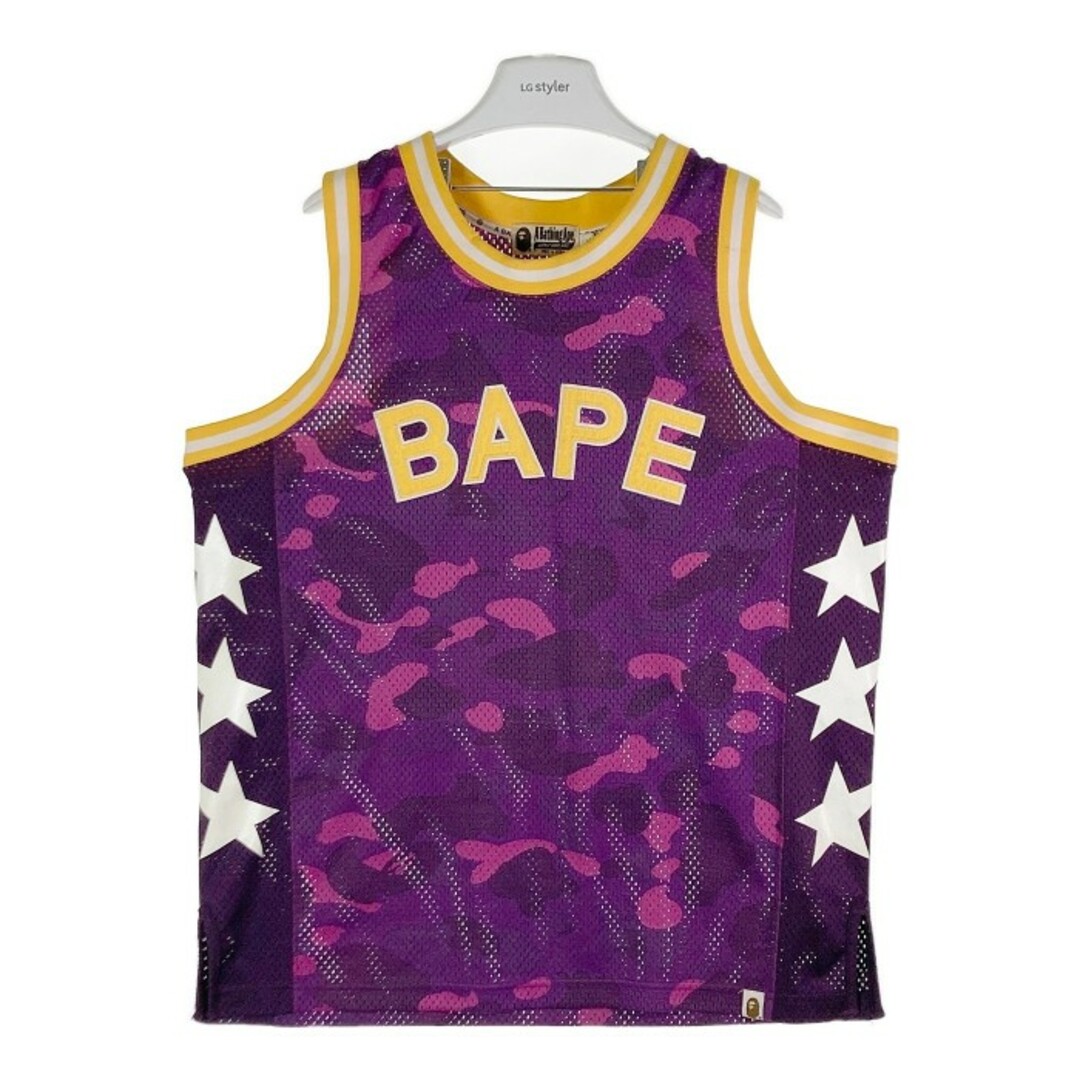 A BATHING APE(アベイシングエイプ)の★A BATHING APE アベイシングエイプ カラーカモベイプ バスケットボール タンクトップ パープル sizeL メンズのトップス(タンクトップ)の商品写真