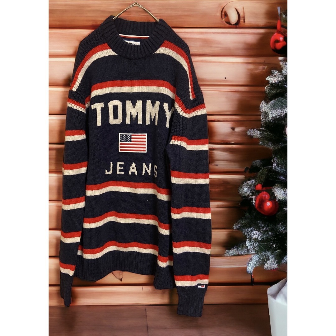 投げ売り 【希少】TOMMY JEANS トミージーンズ ニット セーター 刺繍