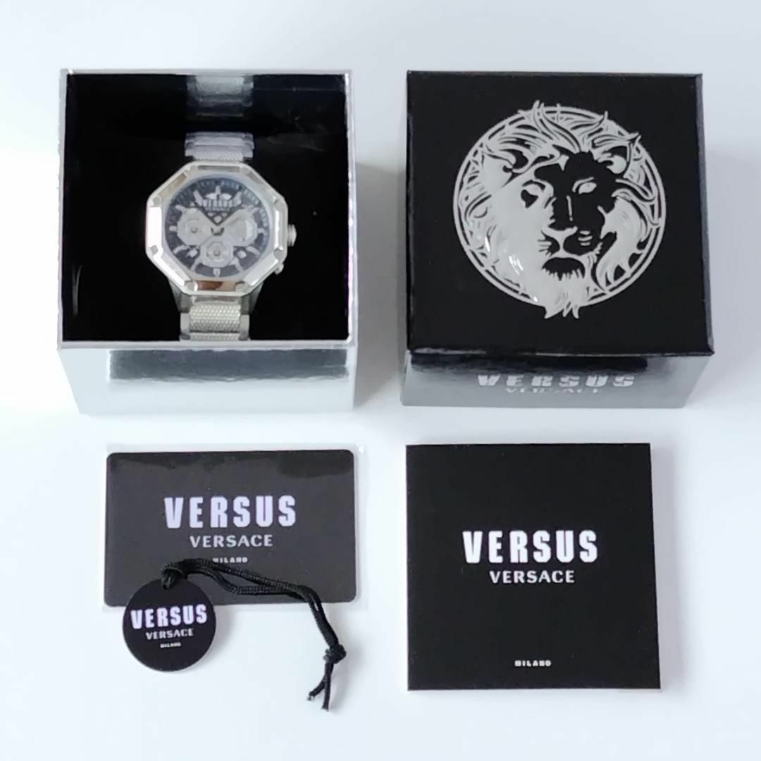 VERSUS(ヴェルサス)のネイビーシルバー新品オクタゴンかっこいいメンズ腕時計クォーツ紺クロノグラフ メンズの時計(腕時計(アナログ))の商品写真