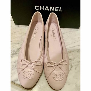 CHANEL 刺繍ロゴ フラット シューズ バレエ バレリーナ シャネル