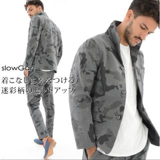 スロウガン(SlowGun)の新品SLOWGAN スローガン ストレッチ 迷彩 セットアップ　Sサイズ(Tシャツ/カットソー(七分/長袖))