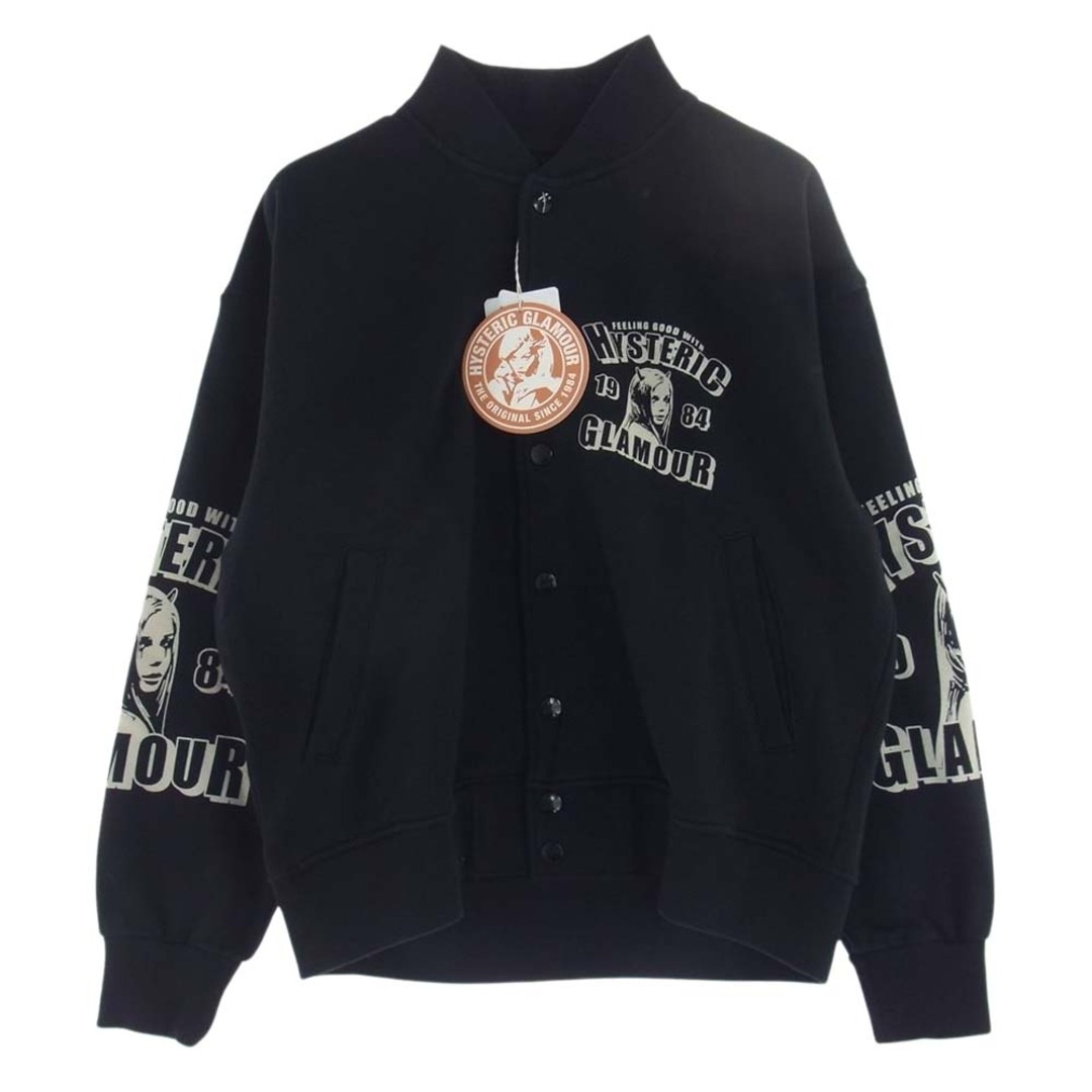 HYSTERIC GLAMOUR(ヒステリックグラマー)のHYSTERIC GLAMOUR ヒステリックグラマー ブルゾン 23SS 01231CJ01 FEELING GOOD フィーリンググッド オーバーサイズ ジャンパー スウェット MA-1 ブルゾン ブラック系 FREE【美品】【中古】 レディースのジャケット/アウター(その他)の商品写真