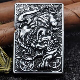 財神 貔貅 フルメタルジャケットオイルライター ZORRO ヒキュウ zippo(タバコグッズ)