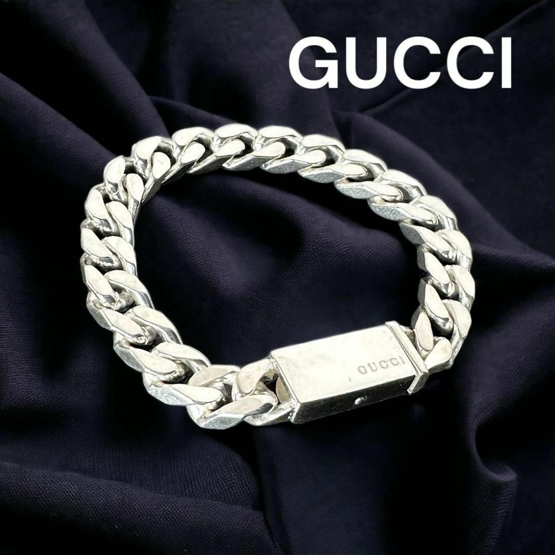 在庫一掃 【美品☆】グッチ GUCCI ブレスレット 喜平 ロゴプレート