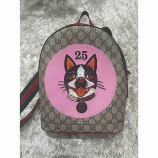 グッチ(Gucci)のGUCCI  GGスプリーム BOSCO アップリケ 犬 リュックサック(リュック/バックパック)