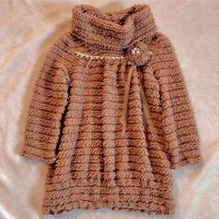 アクシーズファムキッズ(axes femme kids)のアクシーズファムキッズ　110cm冬物チュニック　ブラウン　ハイネック(ニット)