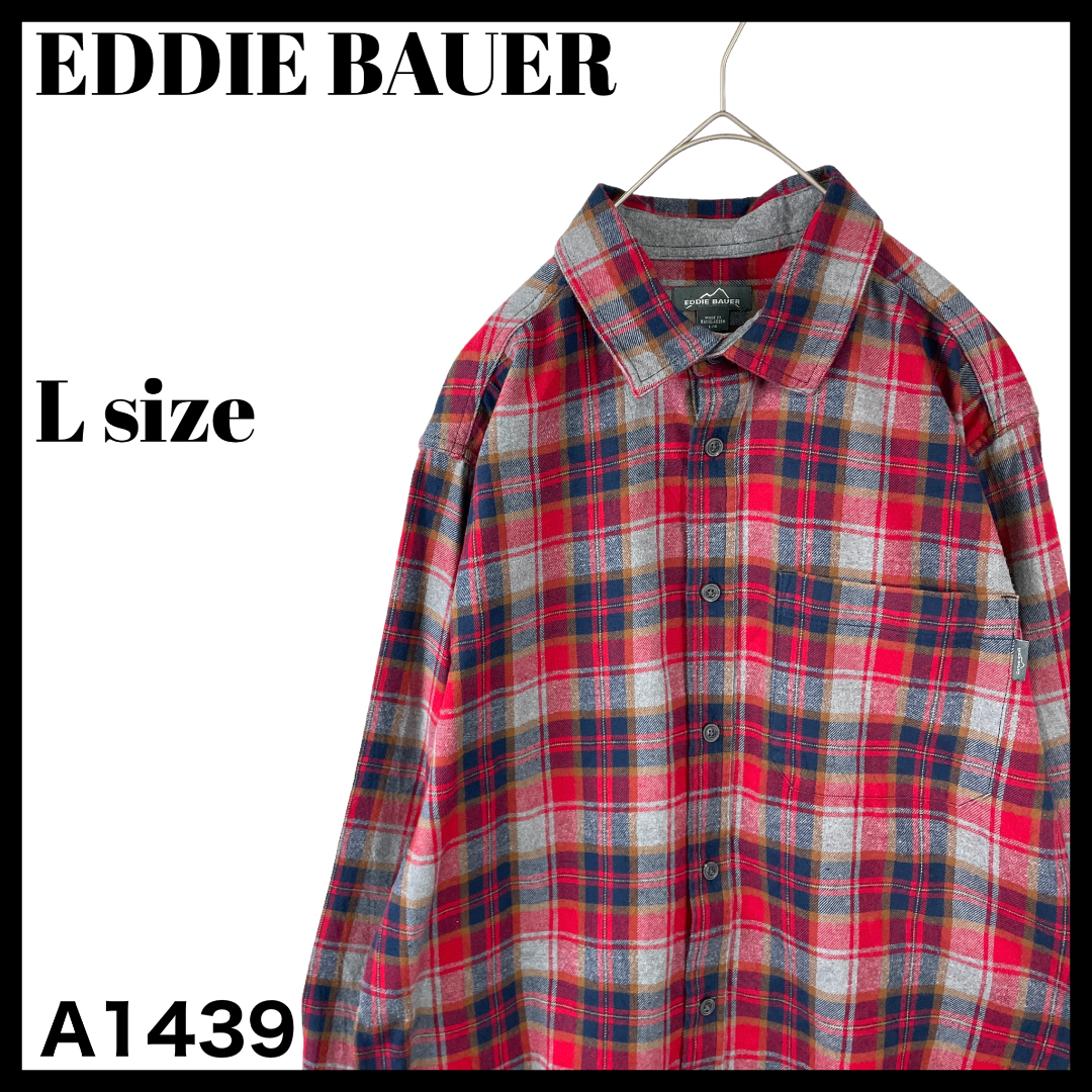 Eddie Bauer(エディーバウアー)のエディーバウアー 秋冬 ネルシャツ メンズ 長袖シャツ 赤 チェック Lサイズ メンズのトップス(シャツ)の商品写真
