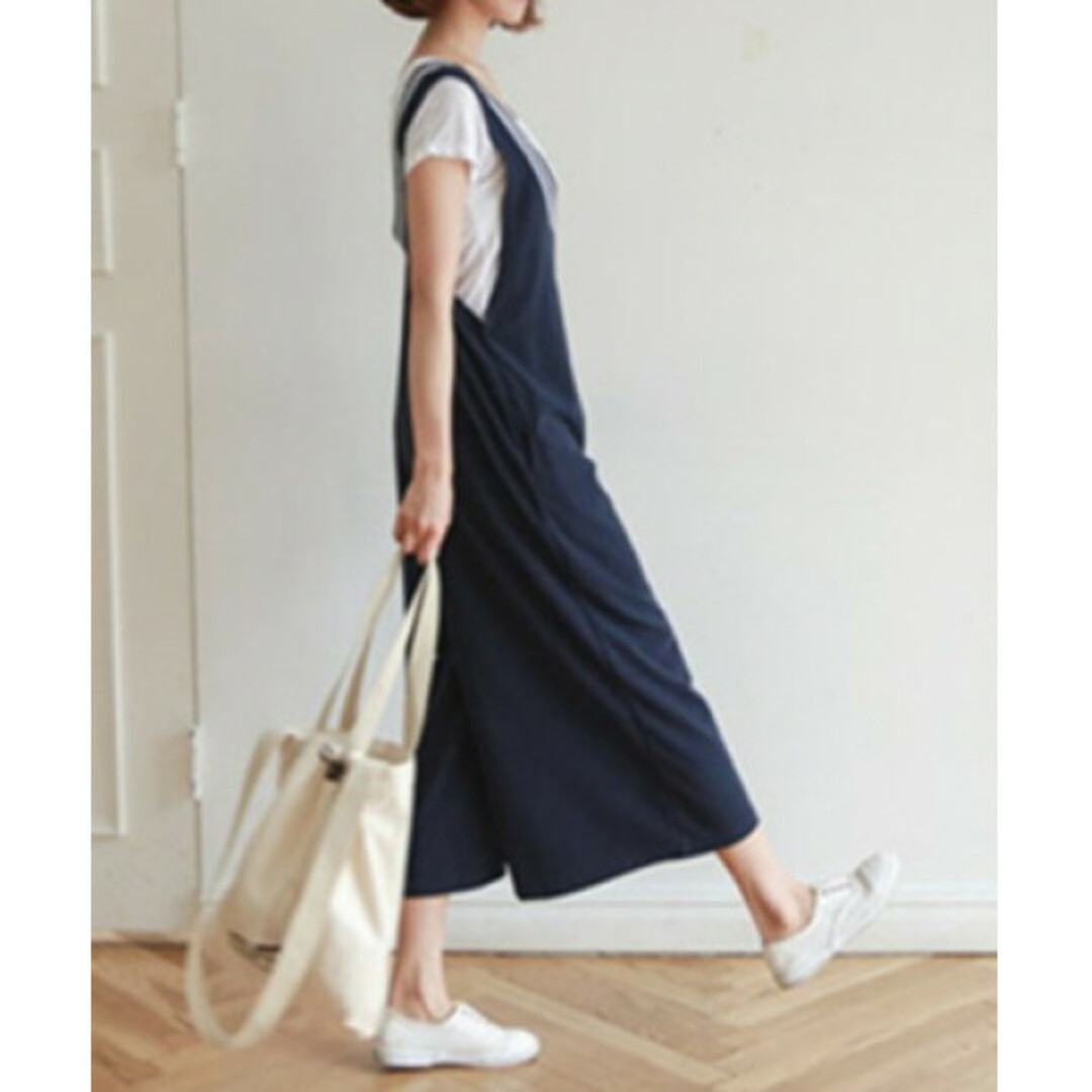 ネイビー サロペット ワンピース ノースリーブ パンツ ポケットの通販 ネイビー サロペット ワンピース ノースリーブ パンツ ポケットの通販