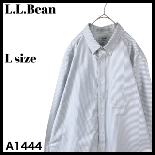 エルエルビーン(L.L.Bean)のUSA古着 エルエルビーン ストライプ 長袖シャツ メンズ US/L 青 ブルー(シャツ)