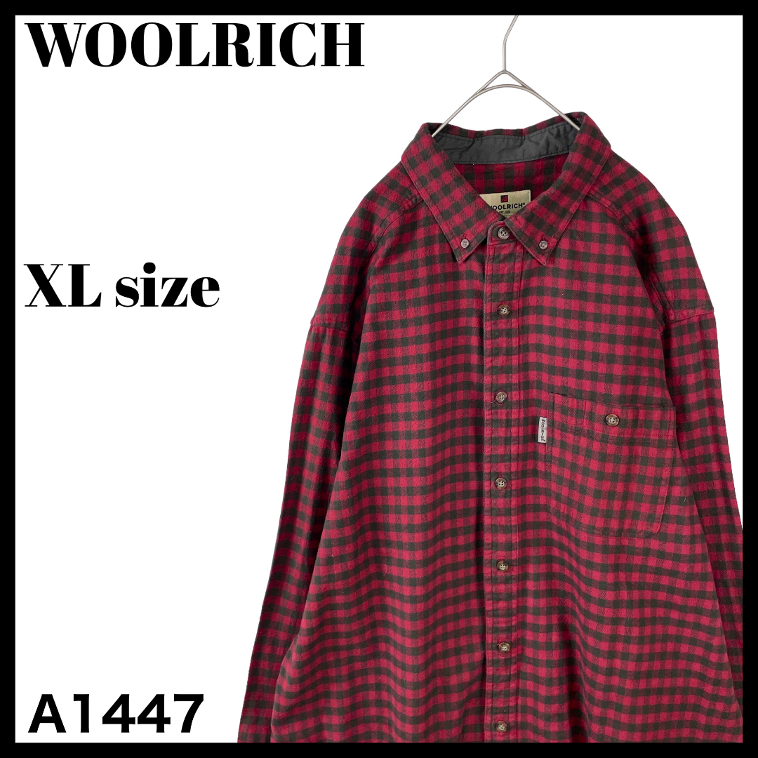 WOOLRICH(ウールリッチ)のUSA古着 ウールリッチ ブロックチェック 長袖シャツ 秋冬 赤 メンズ XL メンズのトップス(シャツ)の商品写真