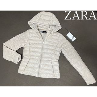 ザラ(ZARA)のZARA ザラ　レザー調　ダウンコート　ベージュ(ダウンコート)