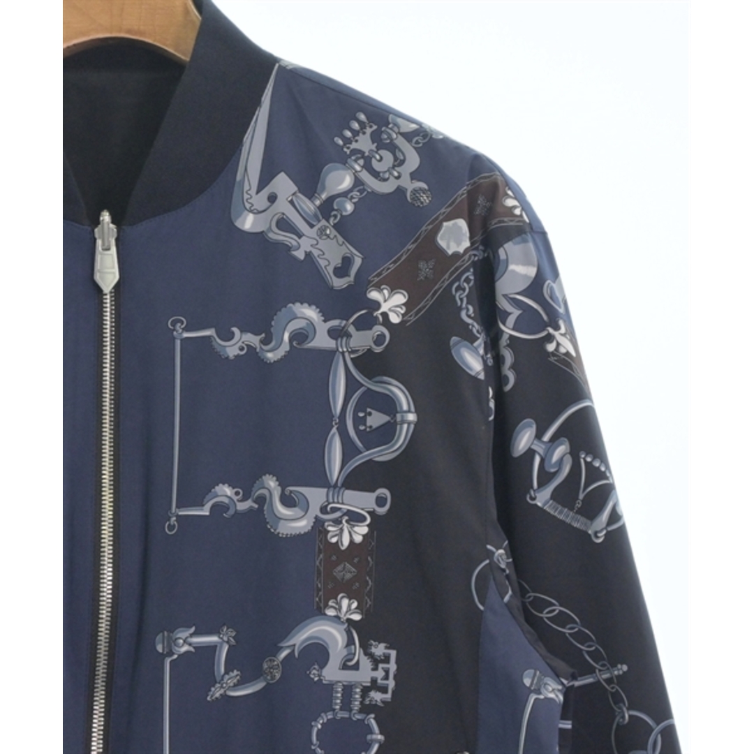 HERMES - HERMES エルメス ブルゾン 48(L位) 紺系x黒等(総柄 HERMES - HERMES エルメス ブルゾン 48(L位) 紺系x黒等(総柄