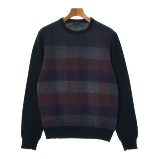 ジルサンダー NAVY ニット セーター 長袖 総柄 ウール M グレー