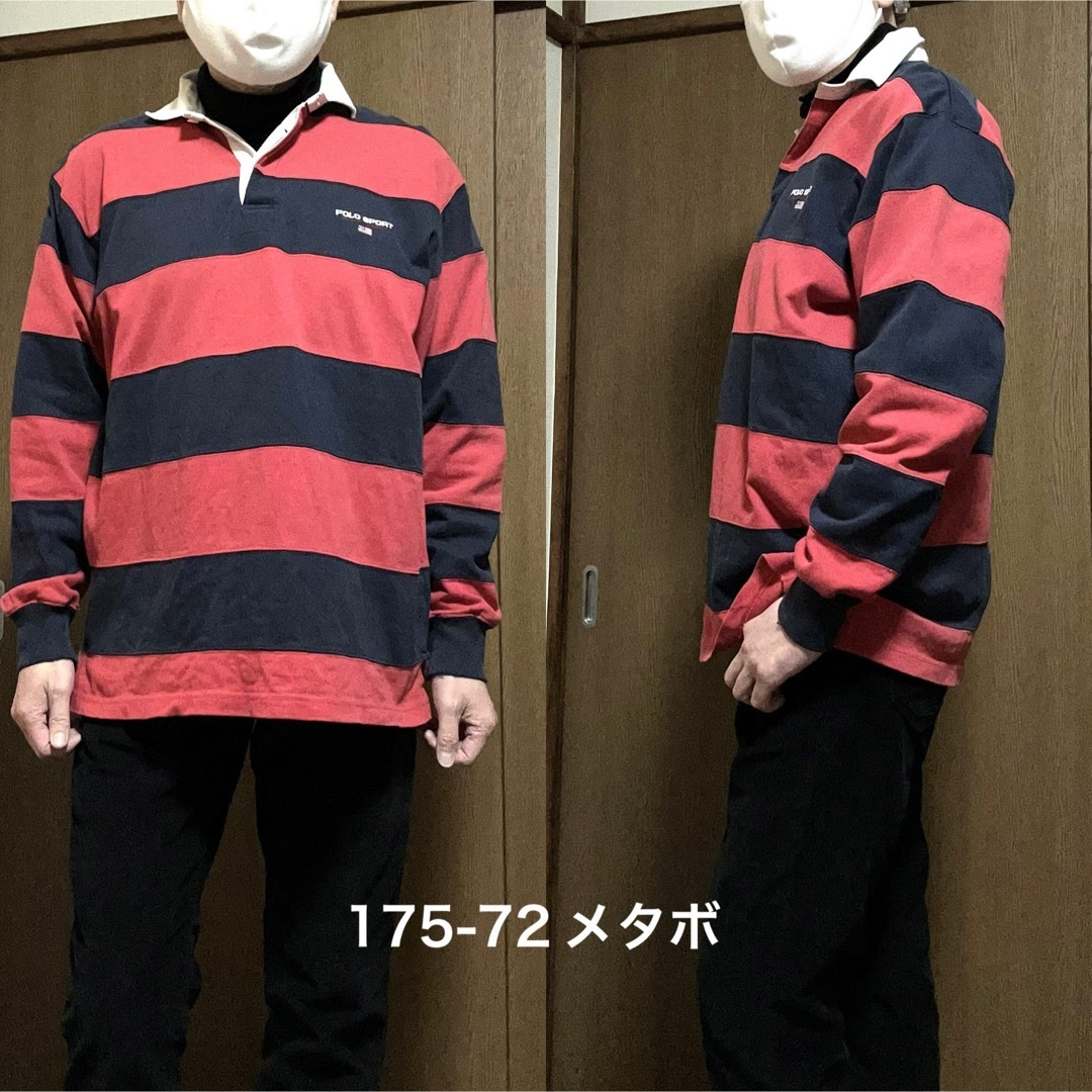 POLO RALPH LAUREN(ポロラルフローレン)の大きめM！ポロスポーツ POLO SPORT古着長袖ボーダーラガーシャツ メンズのトップス(シャツ)の商品写真