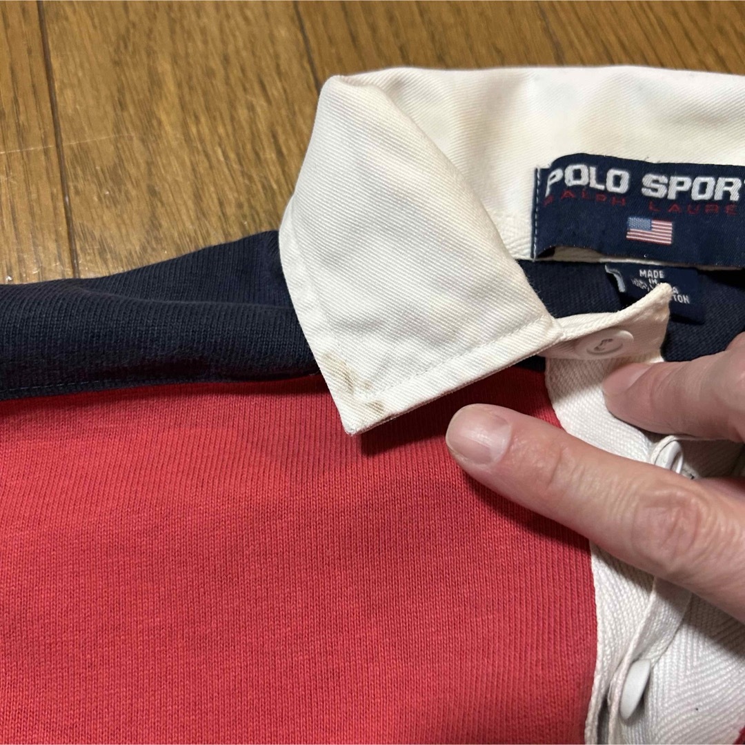 POLO RALPH LAUREN(ポロラルフローレン)の大きめM！ポロスポーツ POLO SPORT古着長袖ボーダーラガーシャツ メンズのトップス(シャツ)の商品写真