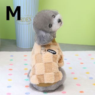 犬服 猫服 ペット服 四角柄 ふわふわフリーストレーナー Mサイズ ベージュ(犬)