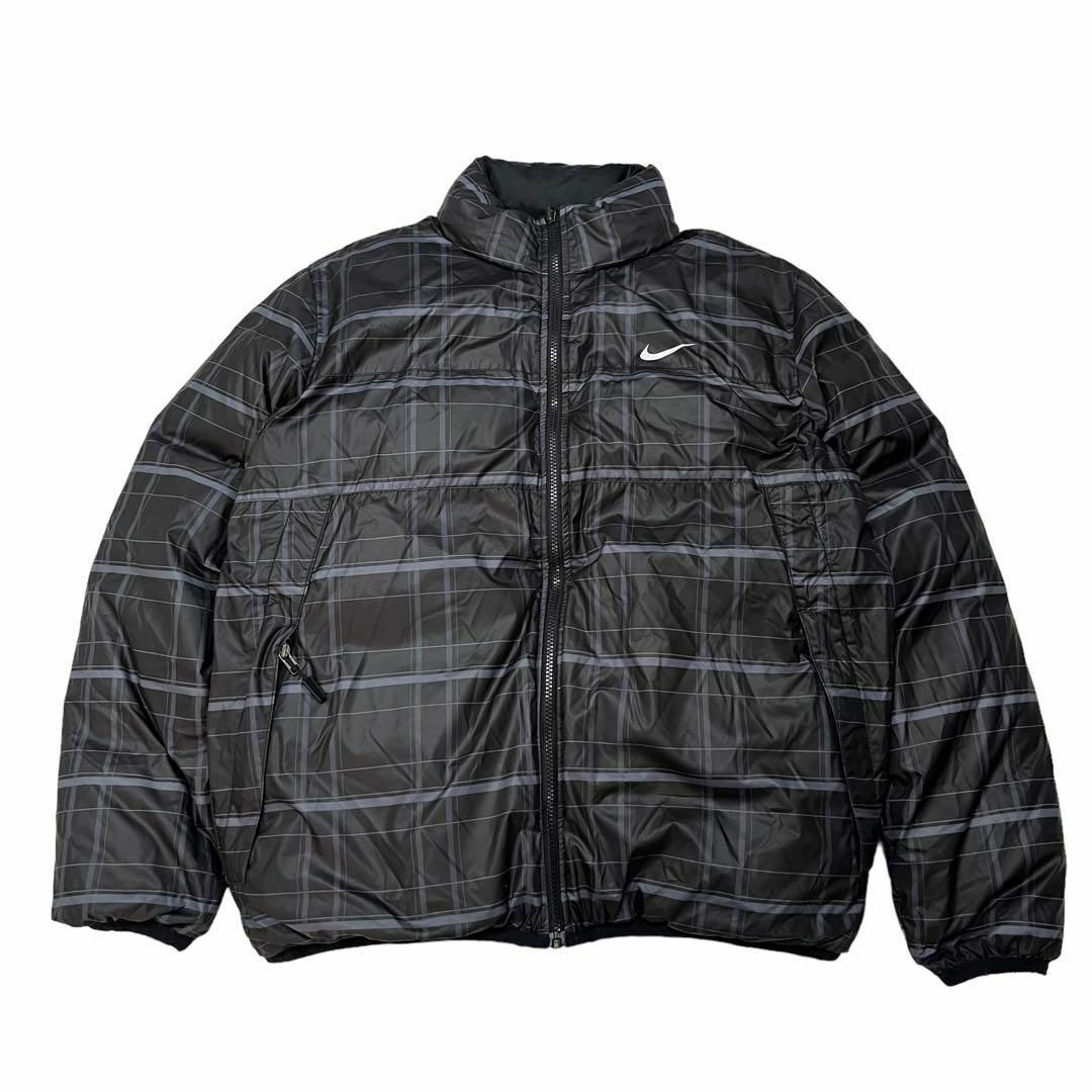 NIKE - 7022 NIKE リバーシブルダウンジャケット ブラック×チェック XL