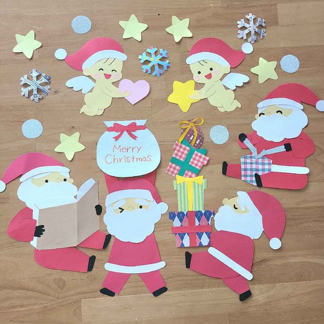 クリスマス壁面 もうすぐクリスマス 12月 クリスマス飾り 施設 保育園 幼稚園 ハンドメイドの素材/材料(型紙/パターン)の商品写真