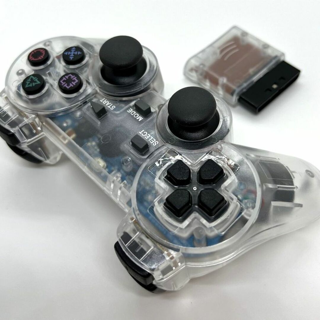 PlayStation2(プレイステーション2)のPS2 ワイヤレスコントローラー(クリア) エンタメ/ホビーのゲームソフト/ゲーム機本体(その他)の商品写真