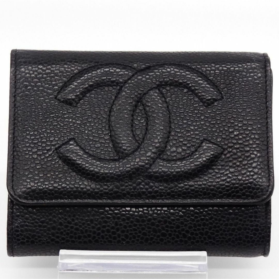 CHANEL(シャネル)のCHANEL　シャネル折り財布　キャビアスキン　ココマーク　レザー　ブラック レディースのファッション小物(財布)の商品写真