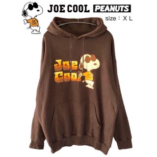 ピーナッツ(PEANUTS)のJoe Cool　PEANUTS　パーカー　XL　ブラウン　USA古着(パーカー)