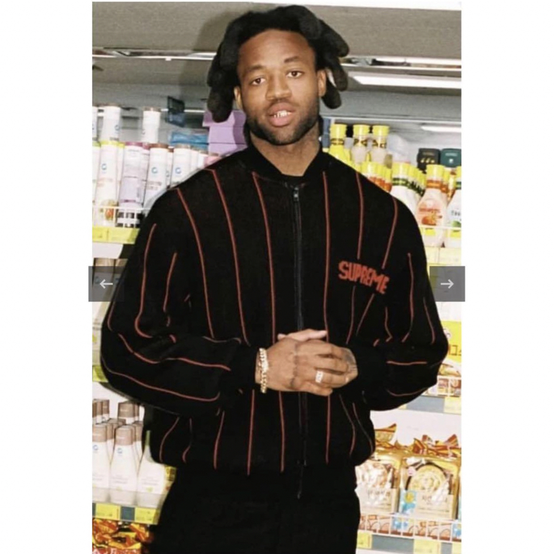 ニット/セーターSupreme Pinstripe Varsity Zip Up Sweater