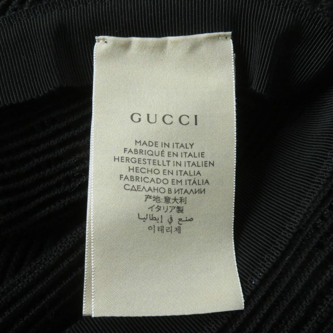 Gucci(グッチ)の未使用品★正規品 GUCCI グッチ 656573 2021年 レザー使い GGマーモント GG柄 コットンハット 黒×ゴールド金具 L（58cm） 伊製 箱付き レディースの帽子(ハット)の商品写真