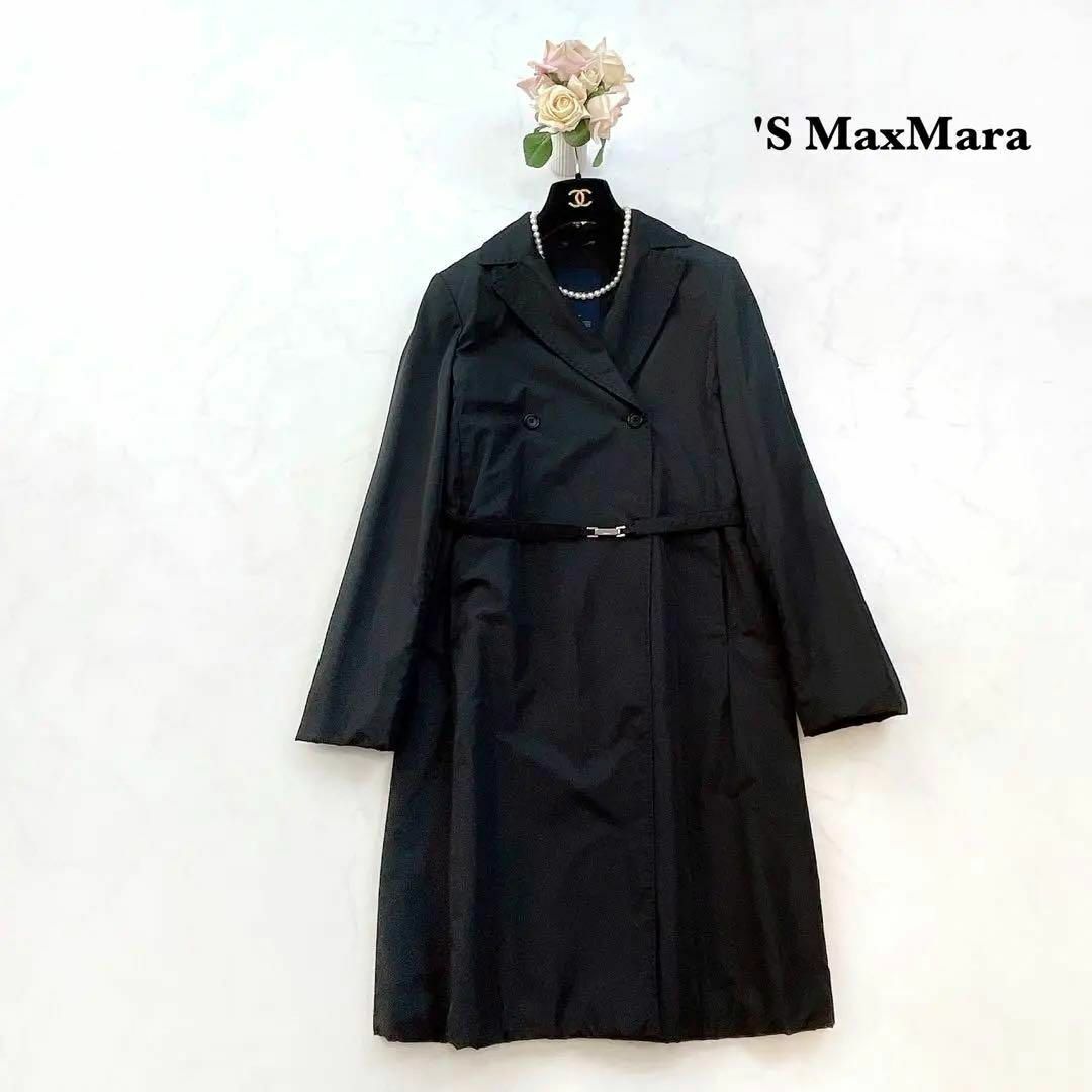 極美品‼️【マックスマーラ】最高級白タグ ベルテッドコート ブラウン×ブラック
