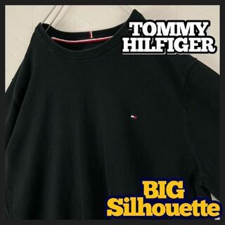 トミーヒルフィガー(TOMMY HILFIGER)のUSA古着 トミー ヒルフィガー オーバーサイズ ニット セーター 刺繍ロゴ 黒(ニット/セーター)
