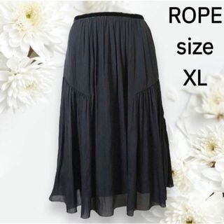 ロペ(ROPE’)のROPE ロペ フレアスカート 切り替えギャザー ふんわり XL(ひざ丈スカート)