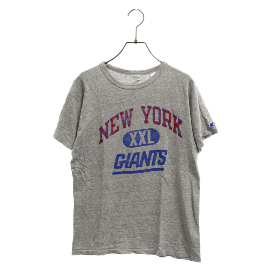 61センチ身幅CHAMPION チャンピオン 80s VINTAGE NFL NEW YORK GIANTS トリコタグ 霜降り 3段プリント半袖Tシャツ グレー