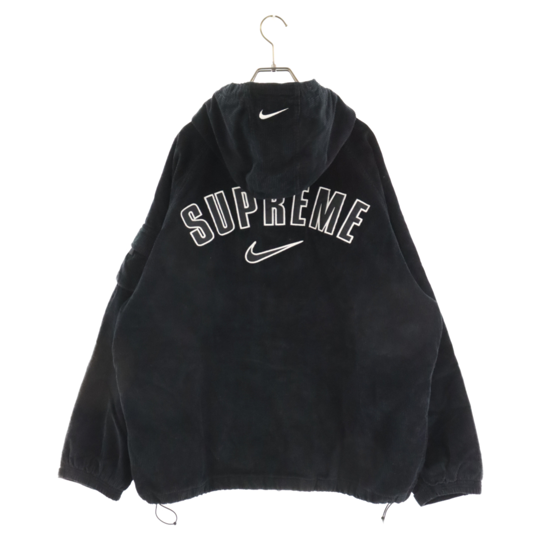 705センチ身幅SUPREME シュプリーム 21SS×NIKE Arc Corduroy Hooded Jacket DM1772-010 ナイキ アーチ コーデュロイジップジャケット ブラック