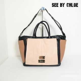 24㎝横良品 SEE BY CHLOE レザー 2WAY トートバッグ ハンドバッグ