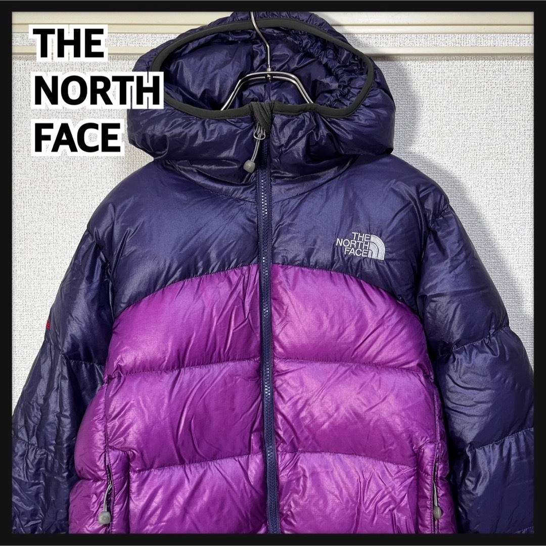 ノースフェイス】ダウンジャケット サミットシリーズ　紫刺繍肩ロゴワンポイントKKのサムネイル