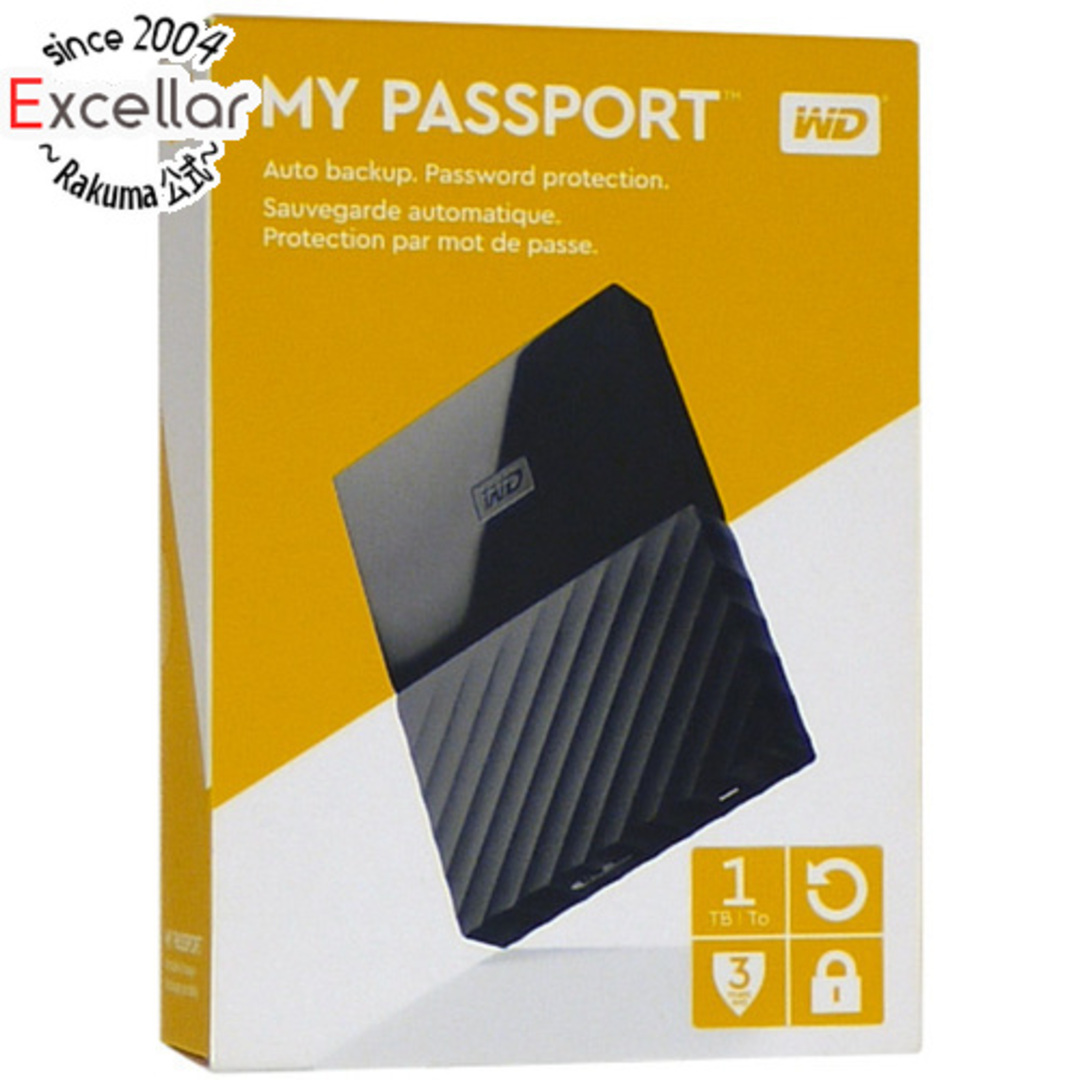 WesternDigital製　ポータブルHD My Passport WDBYNN0010BBK [ブラック]　1TB型番