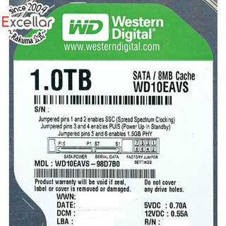 ウェスタンデジタル(Western Digital)のWestern Digital製HDD　WD10EAVS　1TB SATA300(PC周辺機器)